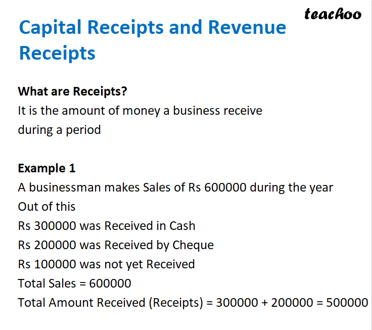What are Capital Receipts and Revenue Receipts? [Class 11 Accounting] - Chapter 1 - Introduction to Accounting
