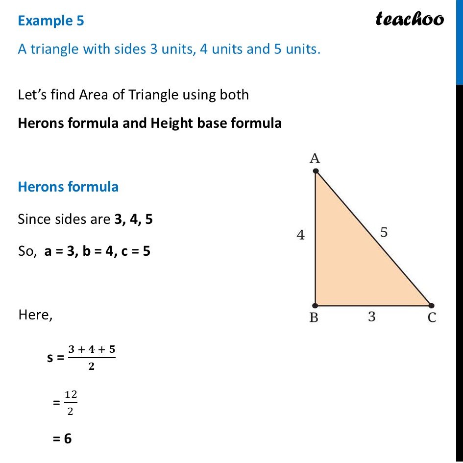 [Ganita Manjari] A triangle with sides 3 units, 4 units and 5 units - Heron's Formula