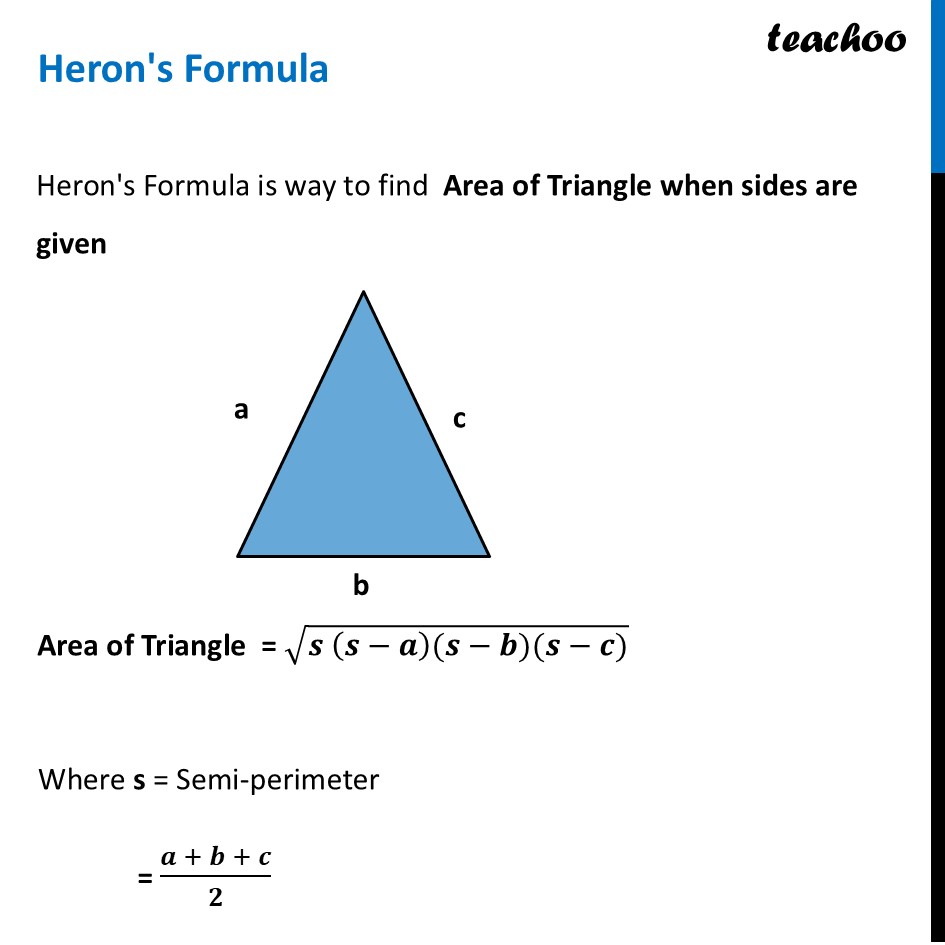 Heron's Formula - Examples, Video [Chapter 3 Class 9 Ganita Manjari] - Heron's Formula