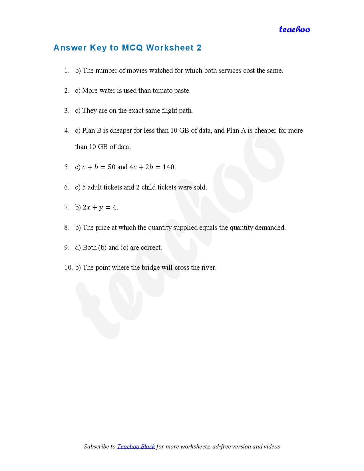 part 7 - MCQ - Worksheet 2 - Teachoo Questions - MCQs - Serial order wise - Chapter 3 Class 10 Pair of Linear Equations in Two Variables