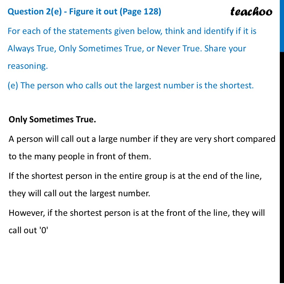 The person who calls out the largest number is the shortest [Class7] - Numbers can Tell us Things, Supercells