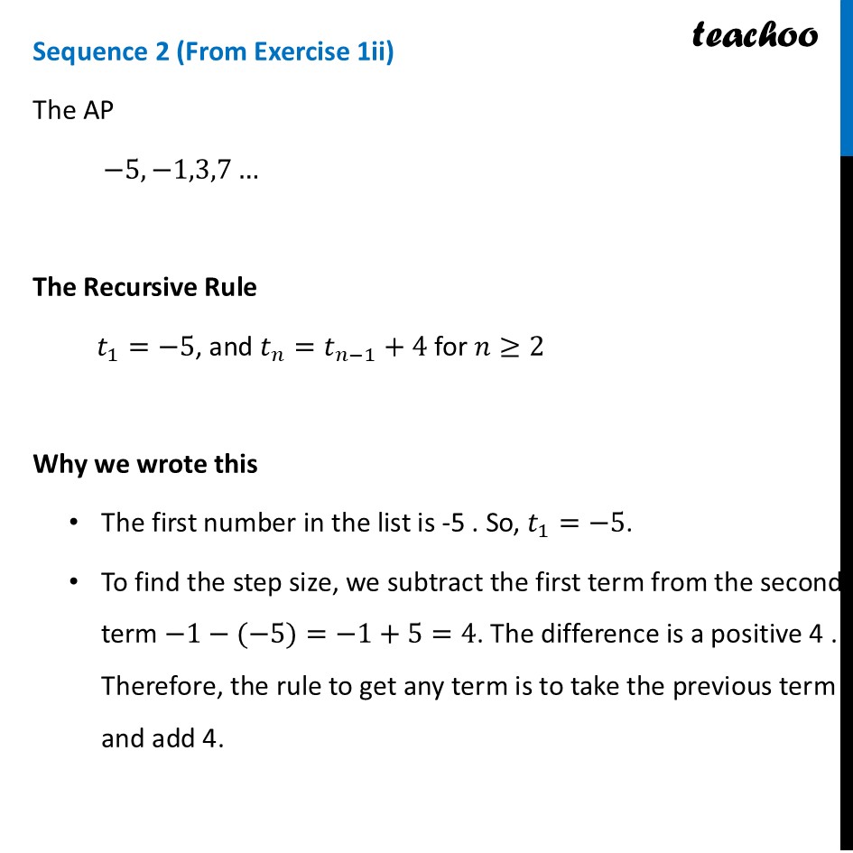 part 3 - Exercise Question 1 (Page 183) - Visualising an AP - Chapter 8 - Predicting What Comes Next: Exploring Sequences & Progress - Class 9