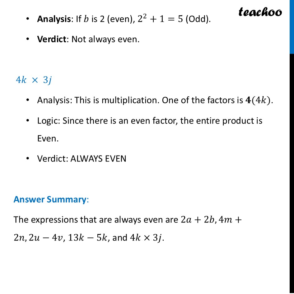 part 6 - Identifying which Algebraic Expressions are even - Parity of Arithmetic & Algebraic Expressions - Chapter 5 Class 8 - Number Play (Ganita Prakash) - Class 8 (Ganita Prakash - 1, 2 & Old NCERT)