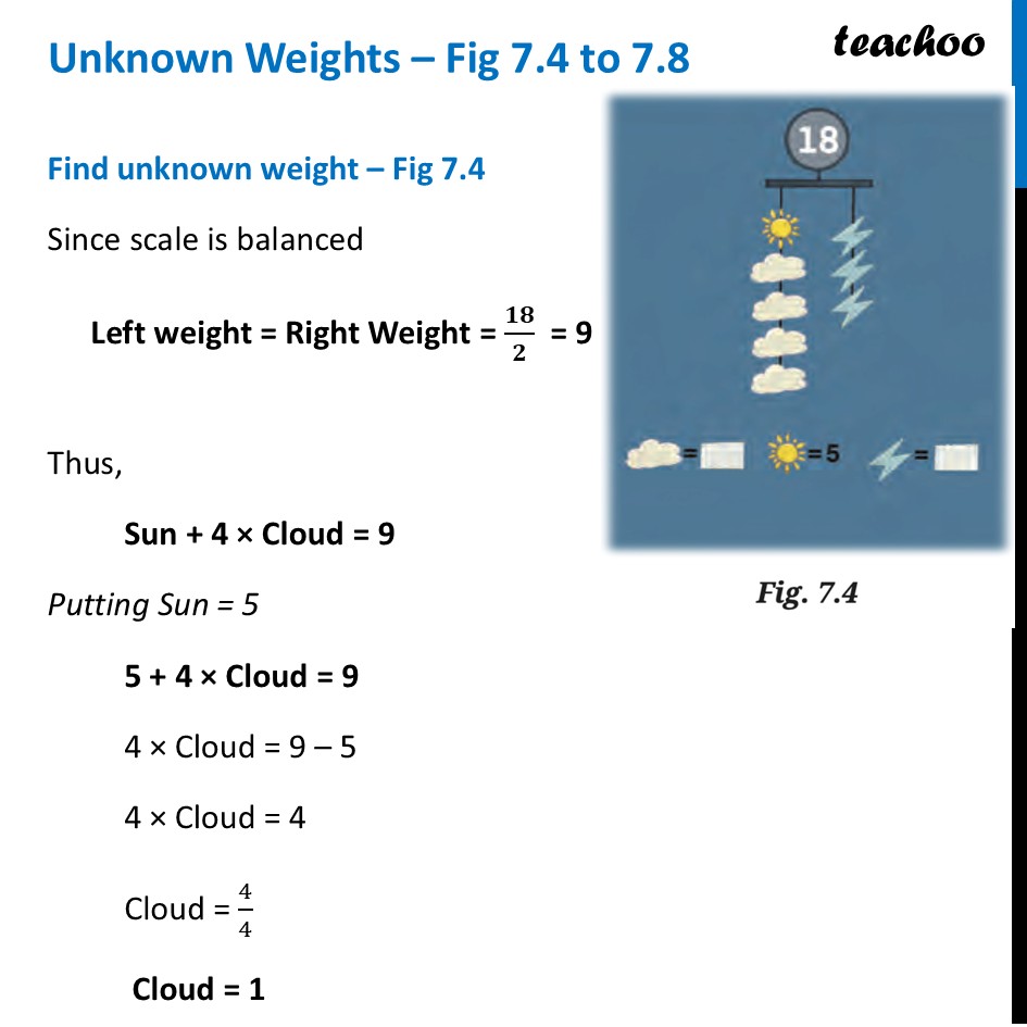 Find Unknown Weights – Fig 7.4 to 7.8 [Ganita Prakash II - Class 7] - Unknown Weights