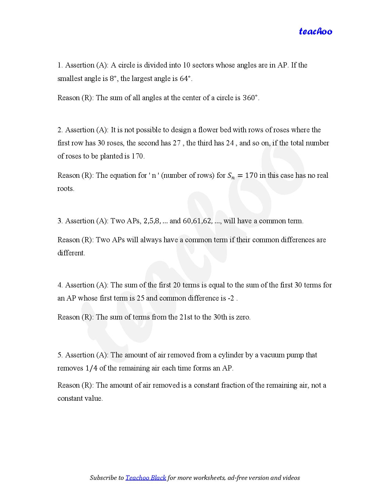 part 2 - Assertion Reasoning - Worksheet 2 - Teachoo Questions - Assertion Reasoning - Serial order wise - Chapter 5 Class 10 Arithmetic Progressions