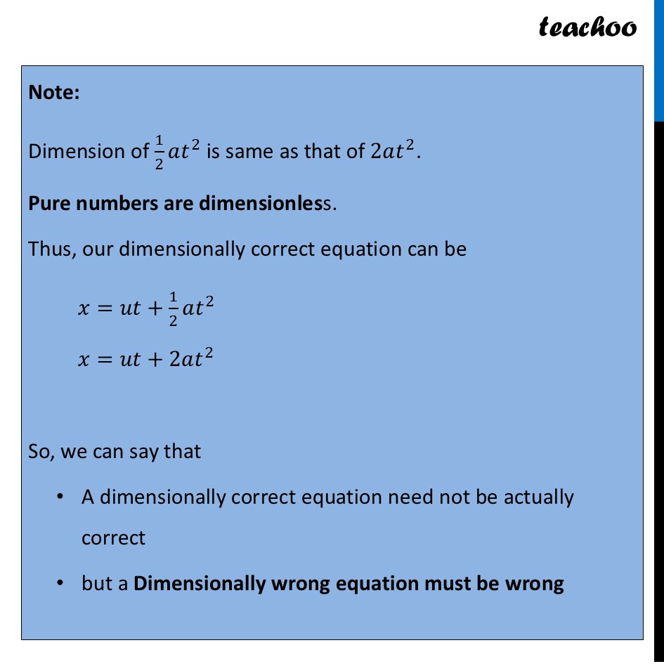 part 3 - Applications of Dimensional Analysis - Concepts - Chapter 1 - Units and Measurement - Physics Class 11