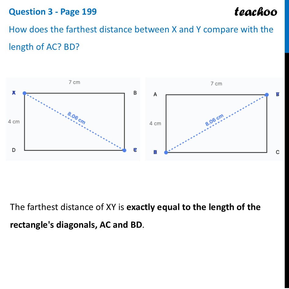 How does the farthest distance between X and Y compare with the length - An Exploration in Rectangles