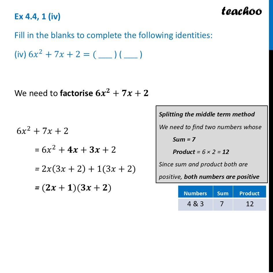 part 7 - Ex 4.4, 1 - Exercise Set 4.4 - Chapter 4 Class 9 - Exploring Algebraic Identities (Ganita Manjari I) - Class 9