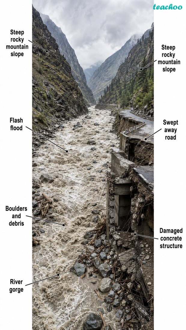 Fig. 2.20 — Photograph-style image of the Chamoli flood disaster.