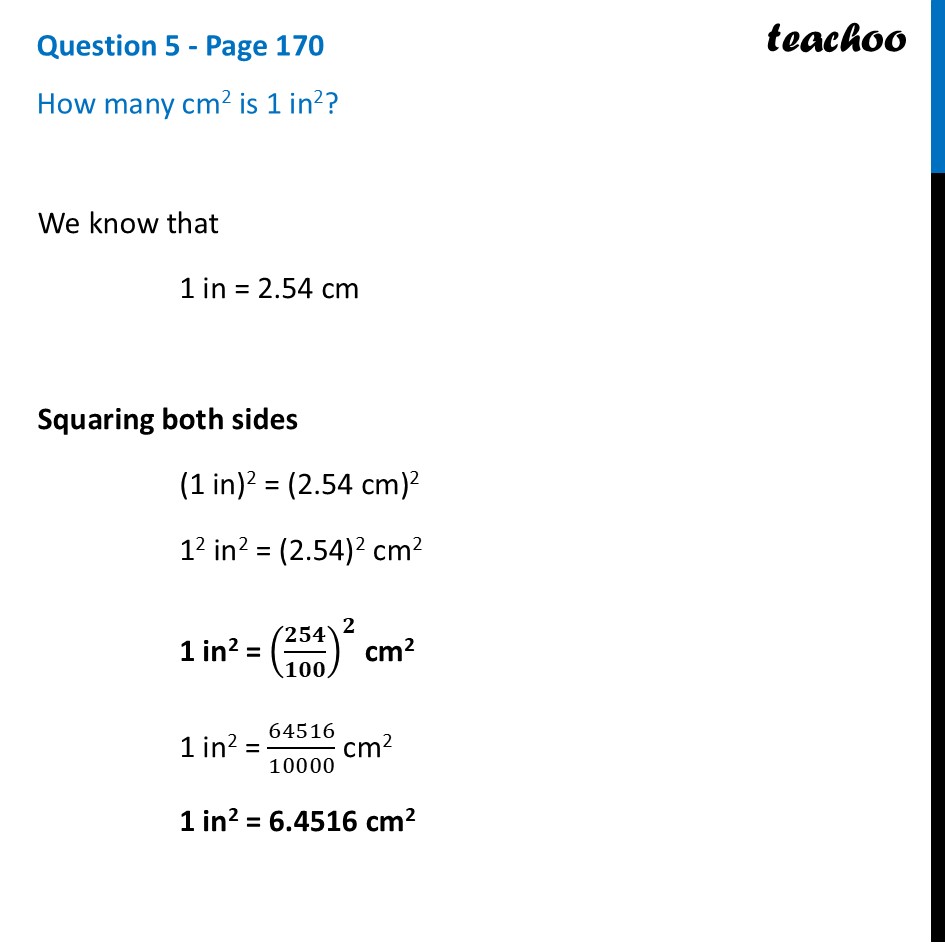 How many cm2 is 1 in2? [Class 8 Ganita Prakash Part 2] - Teachoo - Areas in Real Life