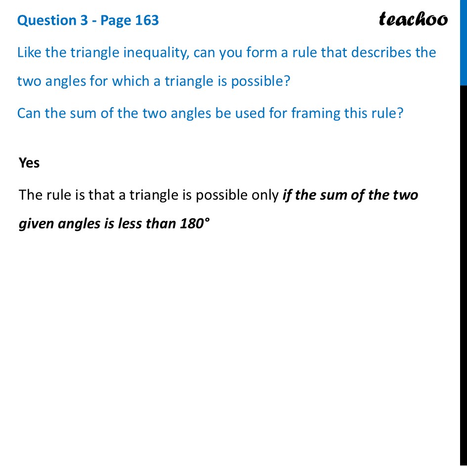 Like the triangle inequality, can you form a rule that describes - Do triangles always exist?