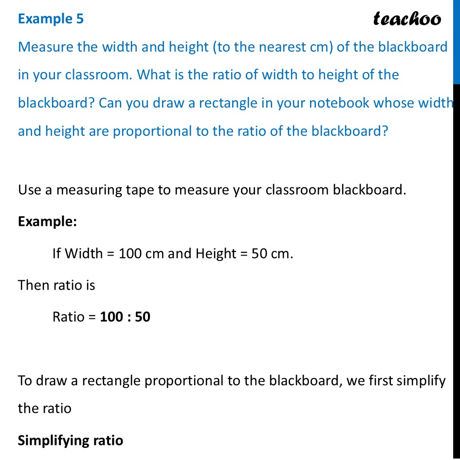 Measure the width and height (to the nearest cm) of the blackboard - Problem Solving with Proportional Reasoning