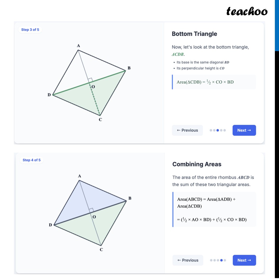 part 3 - Area of Rhombus Formula – using Two Triangles - Area of Rhombus - Chapter 7 Class 8 - Area (Ganita Prakash II) - Class 8 (Ganita Prakash - 1, 2 & Old NCERT)