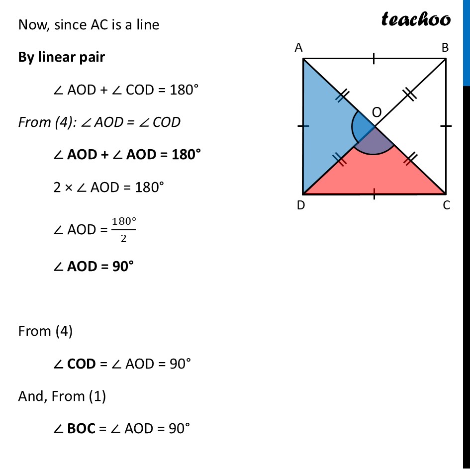 part 4 - Deduction 5 - What should be the angle formed by the diagonals? - Square - Chapter 4 Class 8 - Quadrilaterals (Ganita Prakash) - Class 8 (Ganita Prakash & Old NCERT)