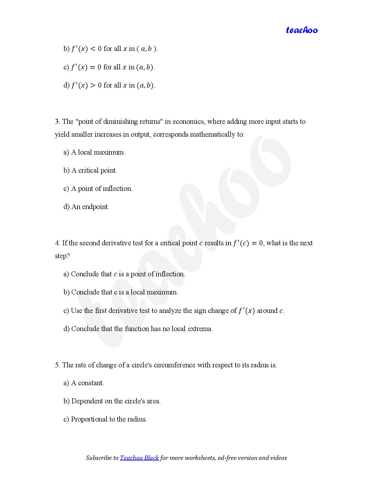 part 2 - MCQ - Worksheet 2 - Teachoo Questions - MCQs - Serial order wise - Chapter 6 Class 12 Application of Derivatives