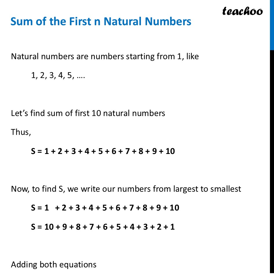 Sum of the First n Natural Numbers - Formula [Class 9 Ganita Manjari] - Sum of the First n Natural Numbers