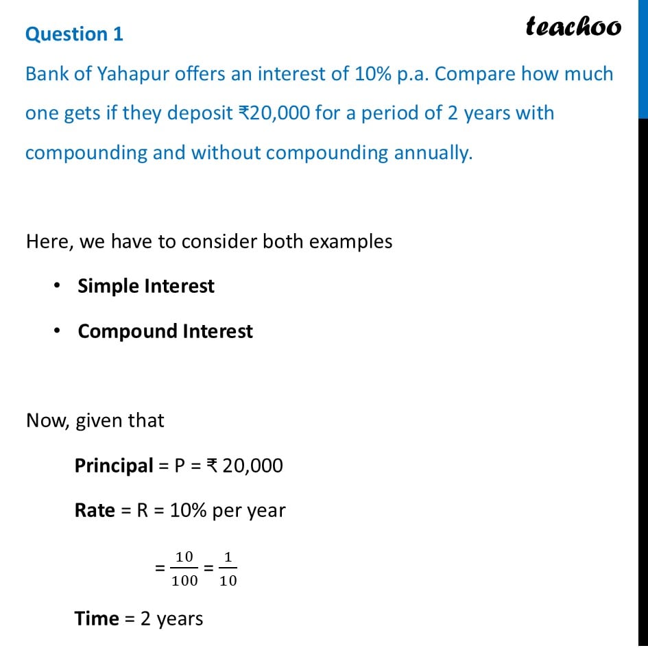 Bank of Yahapur offers an interest of 10% p.a. Compare how much one - Figure it out - Page 22, 23, 24
