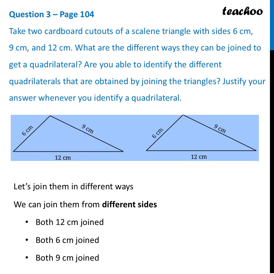 [Class 8] Take two cardboard cutouts of a scalene triangle with sides - Joining Triangles