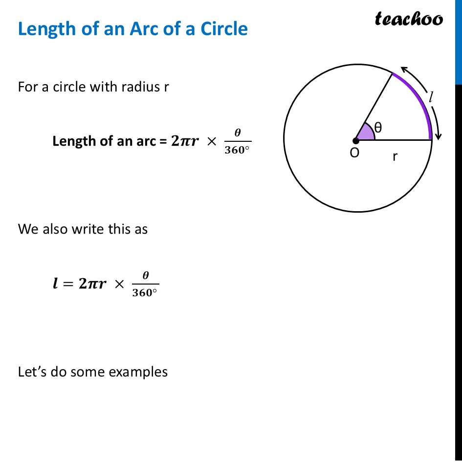 Length of an Arc of a Circle - Formula, Example [with Video] - Teachoo - Length of an Arc of a Circle