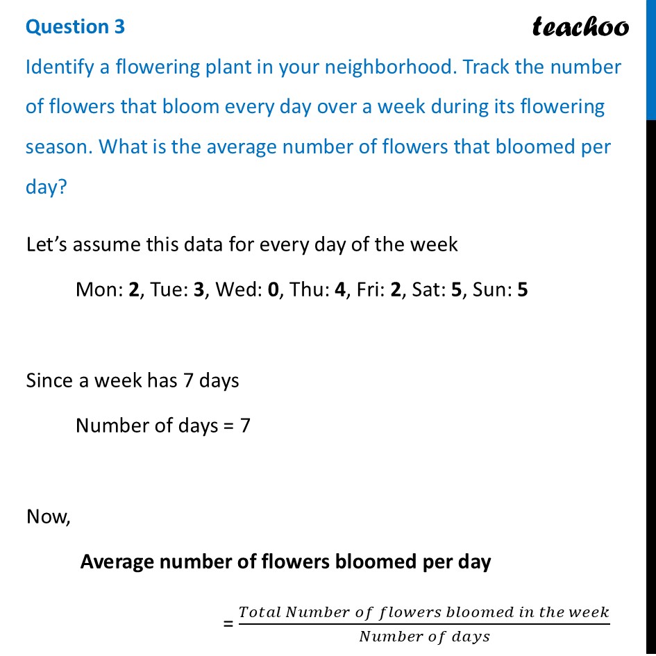 Identify a flowering plant in your neighborhood. Track the number - Figure it out - Page 101