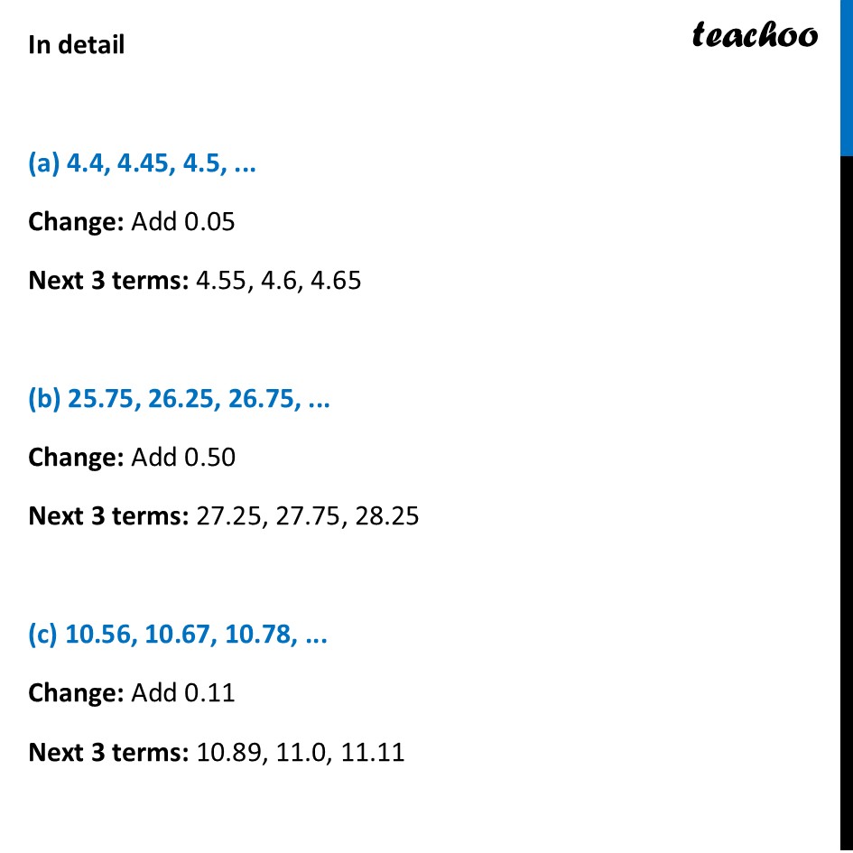 part 2 - Question 1 - Page 76 - Decimal Sequences - Chapter 3 Class 7 - A peek beyond the Point (Ganita Prakash) - Class 7 (Ganita Prakash & Old NCERT)