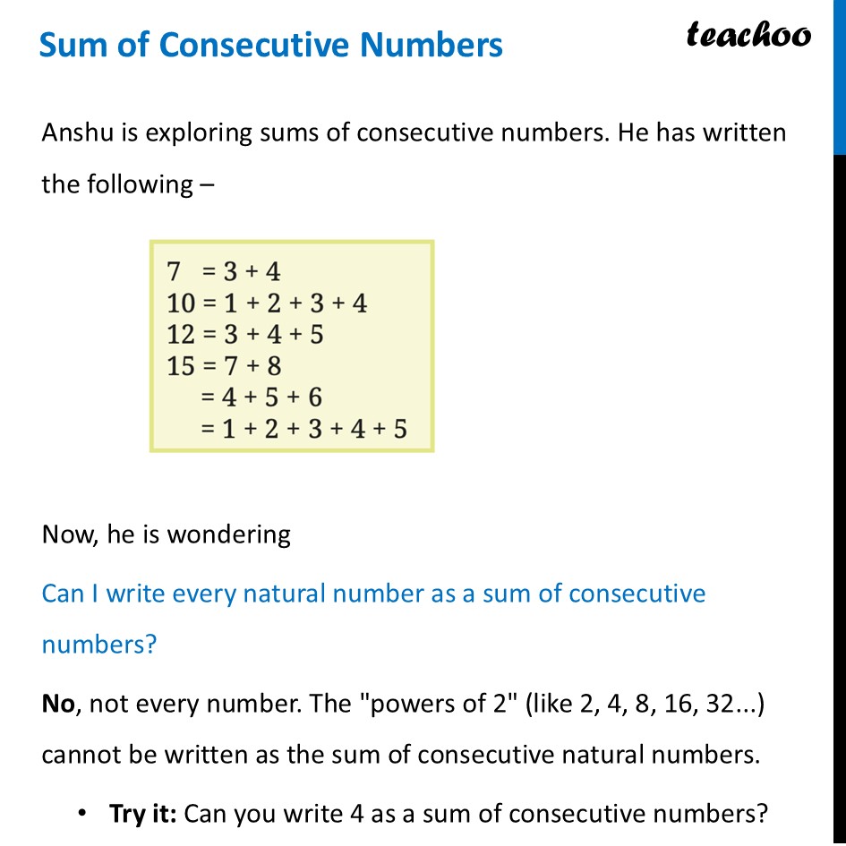 [Number Play] Sum of Consecutive Numbers - Class 8 Ganita Prakash - Sum of Consecutive Numbers