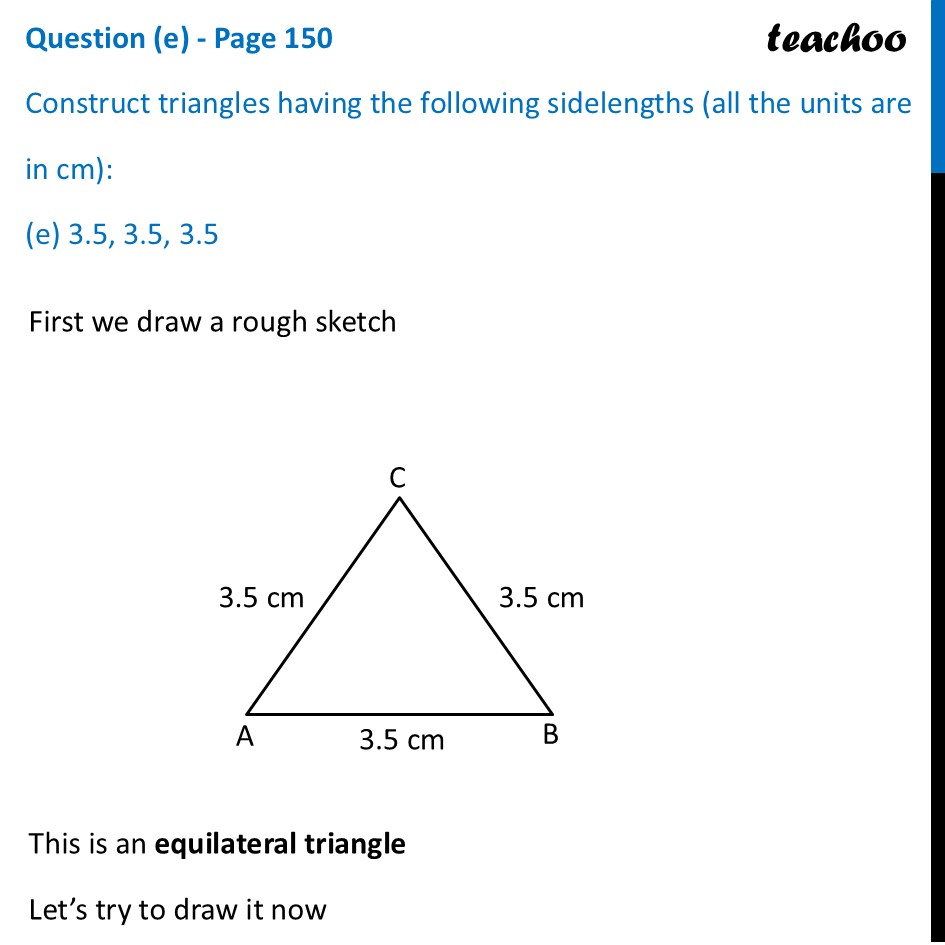 [Ganita Prakash] Construct Triangle with sides 3.5 cm, 3.5 cm, 3.5 cm - Constructing a Triangle when its Sides are given
