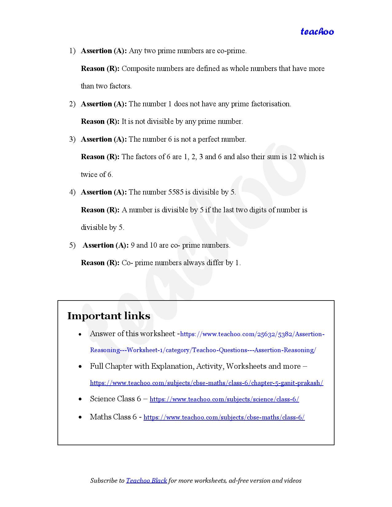 part 2 - Assertion Reasoning - Worksheet 1 - Teachoo Questions - Assertion Reasoning - Chapter 5 Class 6 - Prime Time (Ganita Prakash) - Class 6 (Ganita Prakash & Old NCERT)
