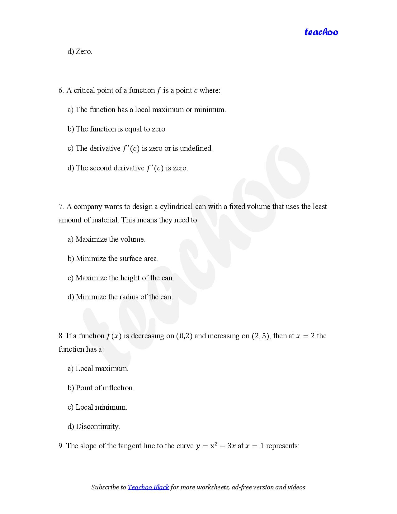 part 3 - MCQ - Worksheet 2 - Teachoo Questions - MCQs - Serial order wise - Chapter 6 Class 12 Application of Derivatives