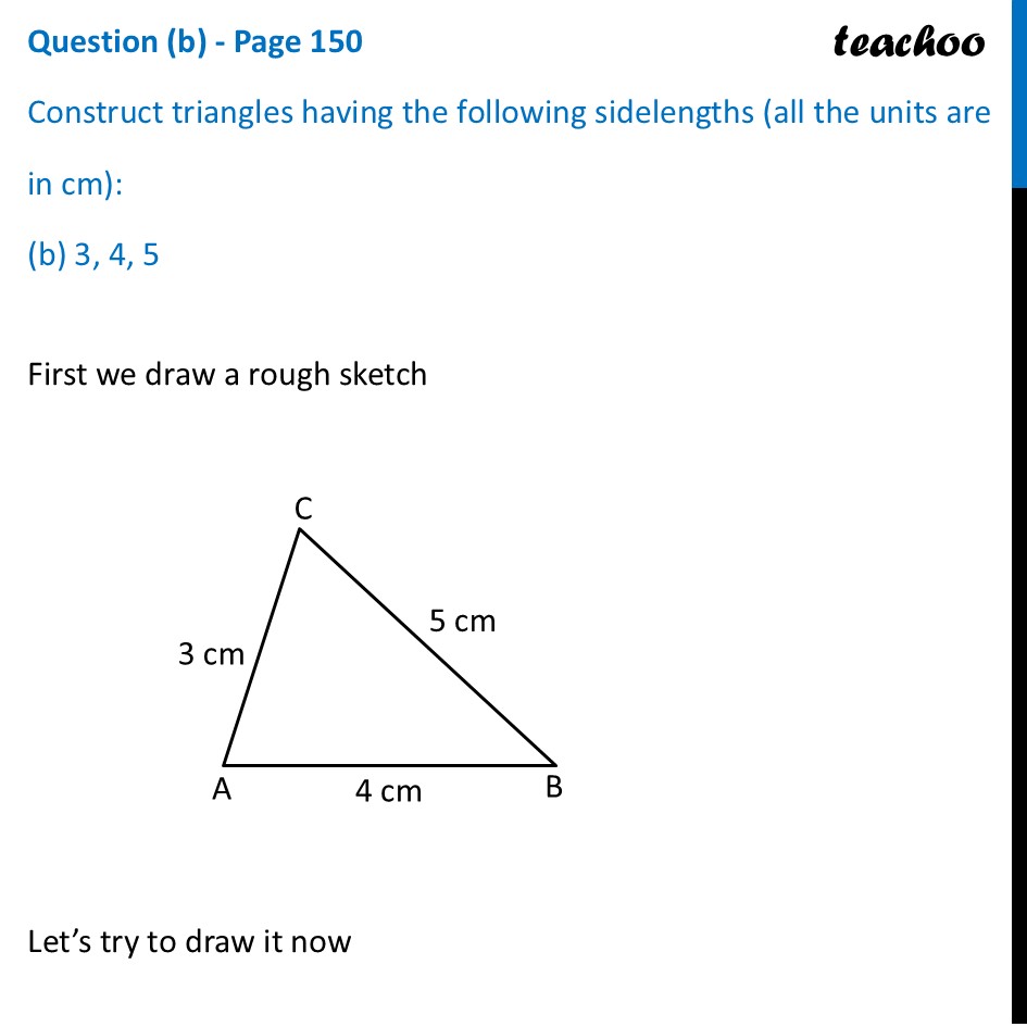 [Class 7] Construct Triangle with Given Sidelengths (in cm) - 3, 4, 5 - Constructing a Triangle when its Sides are given