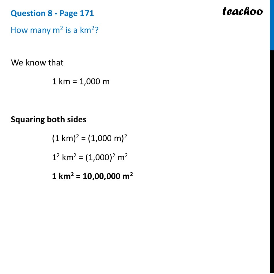 How many m2 is a km2? [Chapter 7 Class 8 Ganita Prakash II] - Teachoo - Areas in Real Life