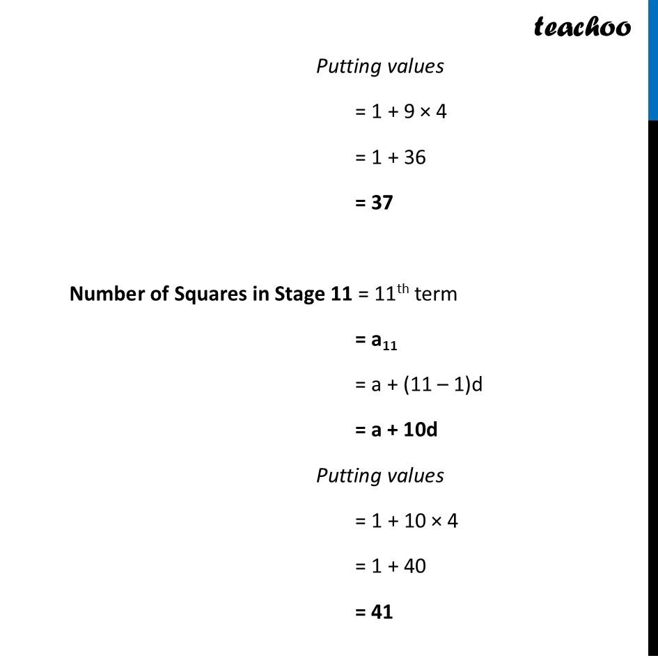 part 4 - Question 1 - Think & Reflect (Page 180) - Arithmetic Progressions - Chapter 8 - Predicting What Comes Next: Exploring Sequences & Progress - Maths Class 9