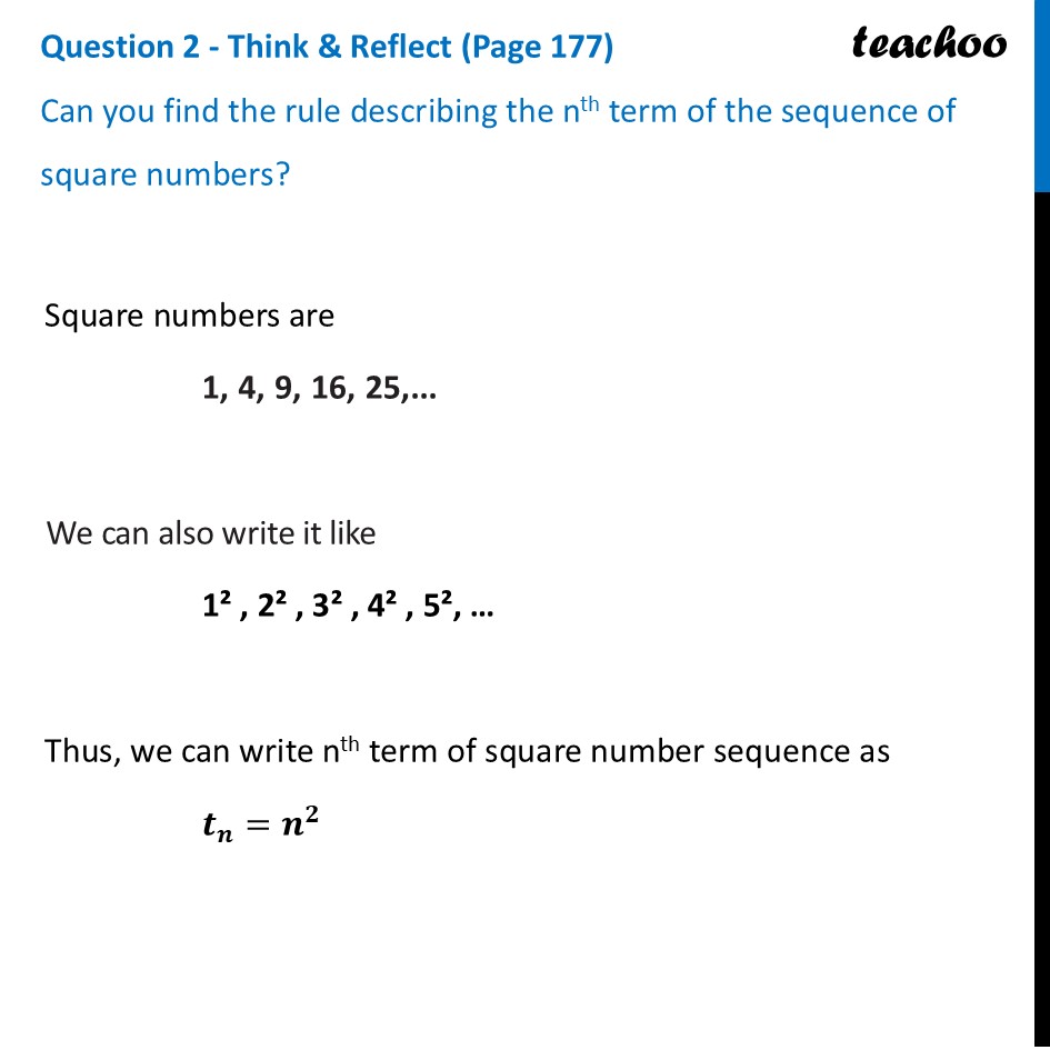 Can you find the rule describing the nth term of the sequence of - Explicit Rule for a Sequence
