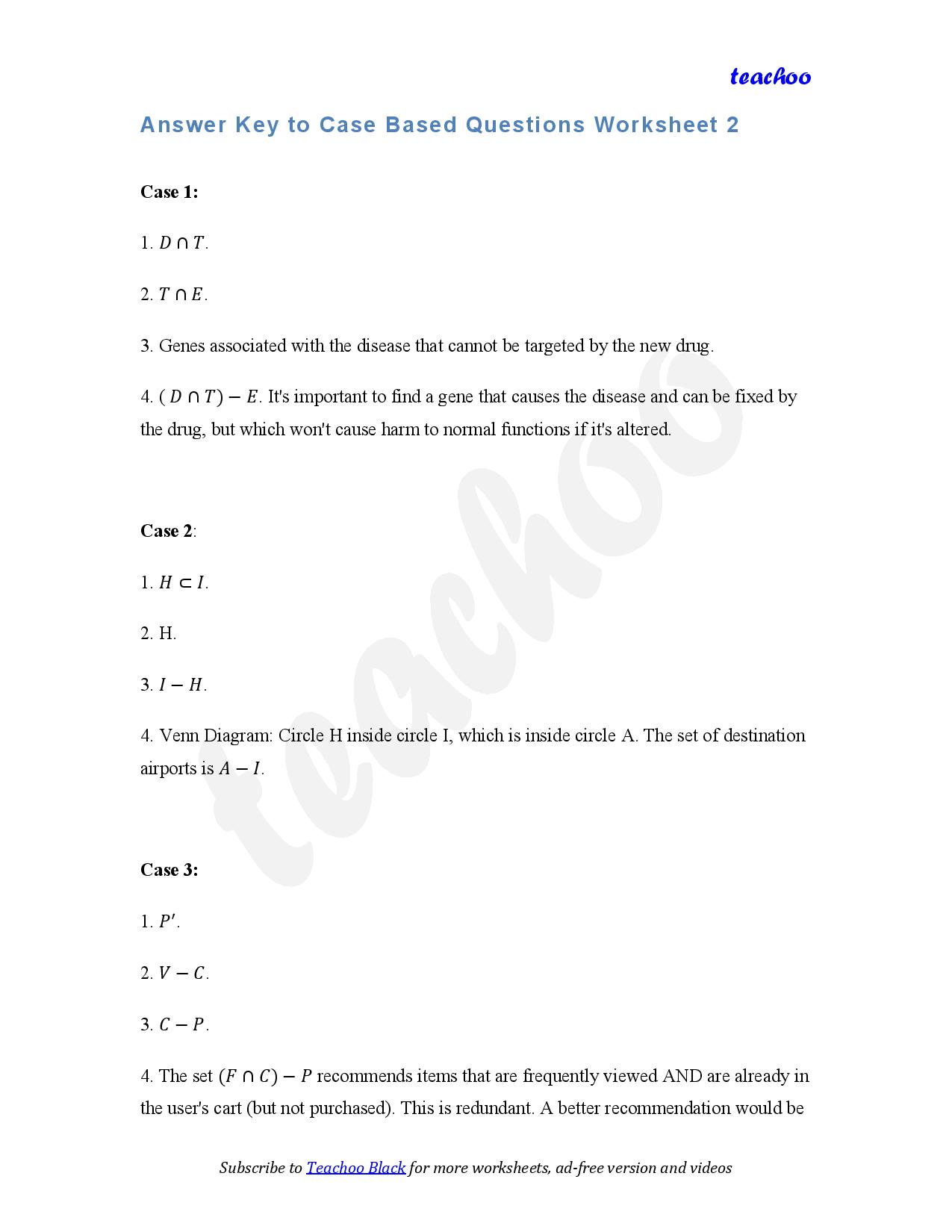 part 5 - Case Based Questions - Worksheet 2 - Teachoo Questions - Case Based - Serial order wise - Chapter 1 Class 11 Sets
