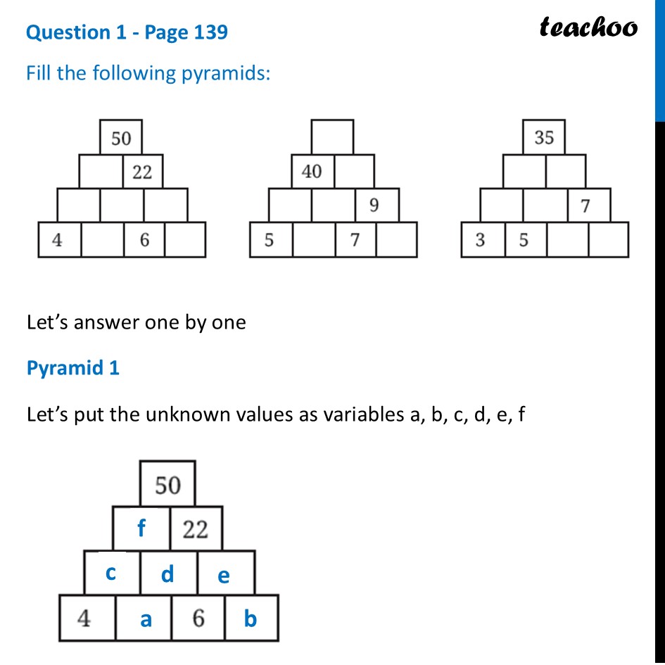 Fill the following pyramids [Algebra Play - Ganita Prakash] - Teachoo - Number Pyramids