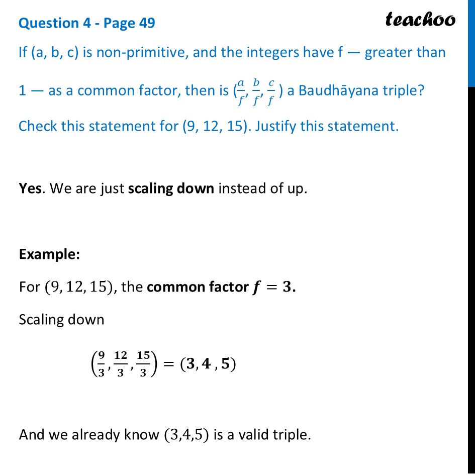 If (a, b, c) is non-primitive, and the integers have f - greater than - Pythagorean triples