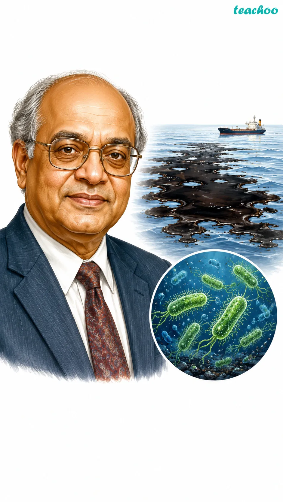 Image: Portrait of Ananda Mohan Chakrabarty, the Indian-American scientist who engineered a bacterium to break down oil spills