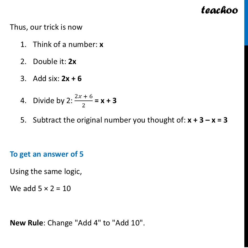 part 2 - Question 1 - Page 136 - ‘Think of a Number’ Tricks - Chapter 6 Class 8 - Algebra Play (Ganita Prakash II) - Class 8 (Ganita Prakash - 1, 2 & Old NCERT)