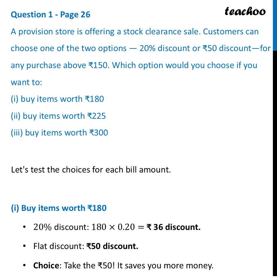 A provision store is offering a stock clearance sale. Customers can - Tricky Percentages