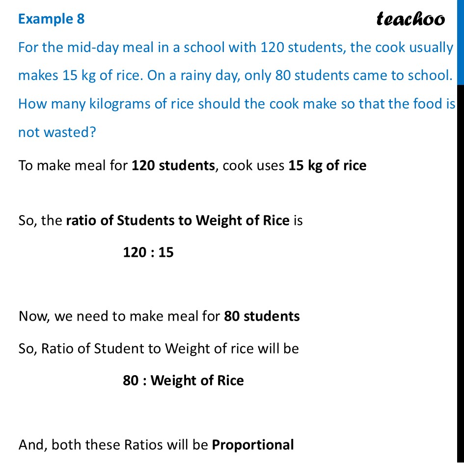 For the mid-day meal in a school with 120 students, the cook usually - Trairasika—The Rule of Three