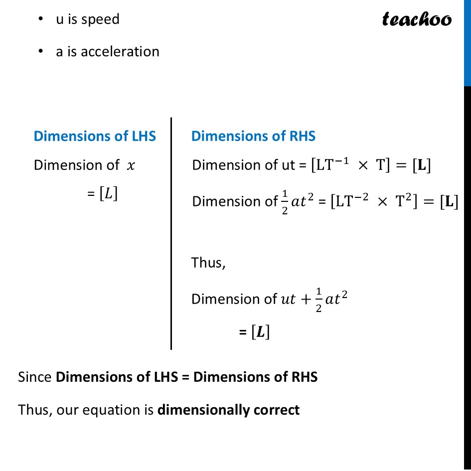 part 2 - Applications of Dimensional Analysis - Concepts - Chapter 1 - Units and Measurement - Physics Class 11