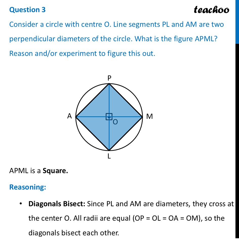 Consider a circle with centre O. Line segments PL and AM are two - Figure it out - Page 94
