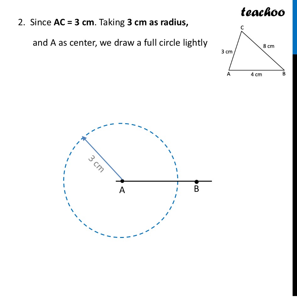 part 3 - Construct a triangle with sides - 3 cm, 4 cm, and 8 cm - Are Triangles Possible for any Lengths? - Chapter 7 Class 7 - A tale of three Intersecting Lines (Ganit Prakash) - Class 7 (Ganita Prakash & Old NCERT)