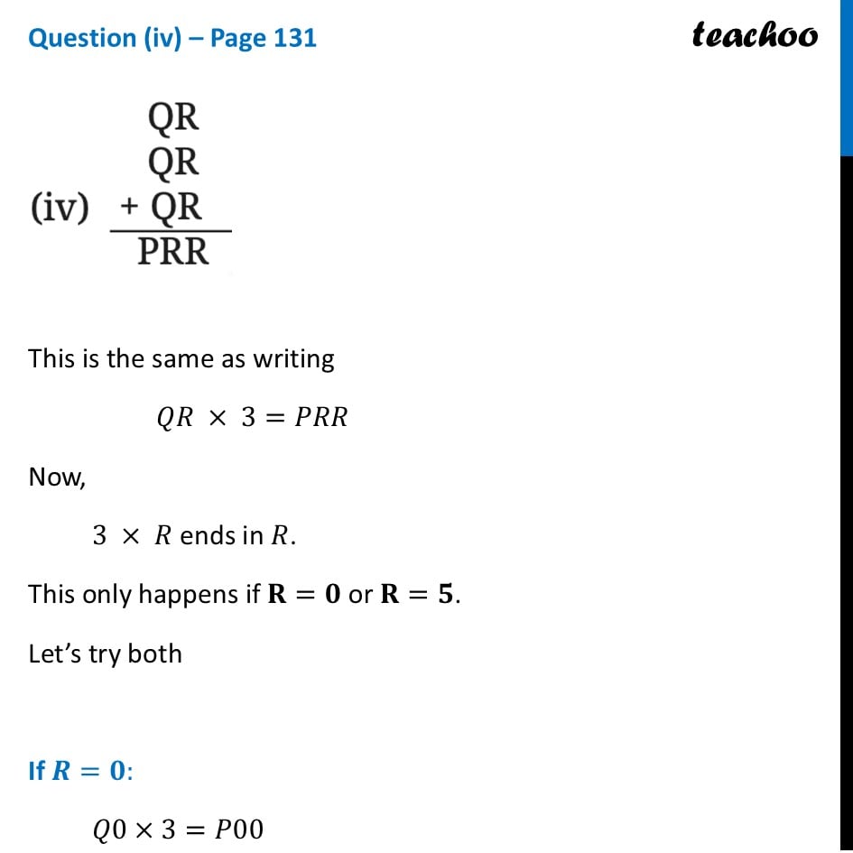 [Number Play] Cryptarithms: QR + QR + QR = PRR - Ganita Prakash - Digits in Disguise