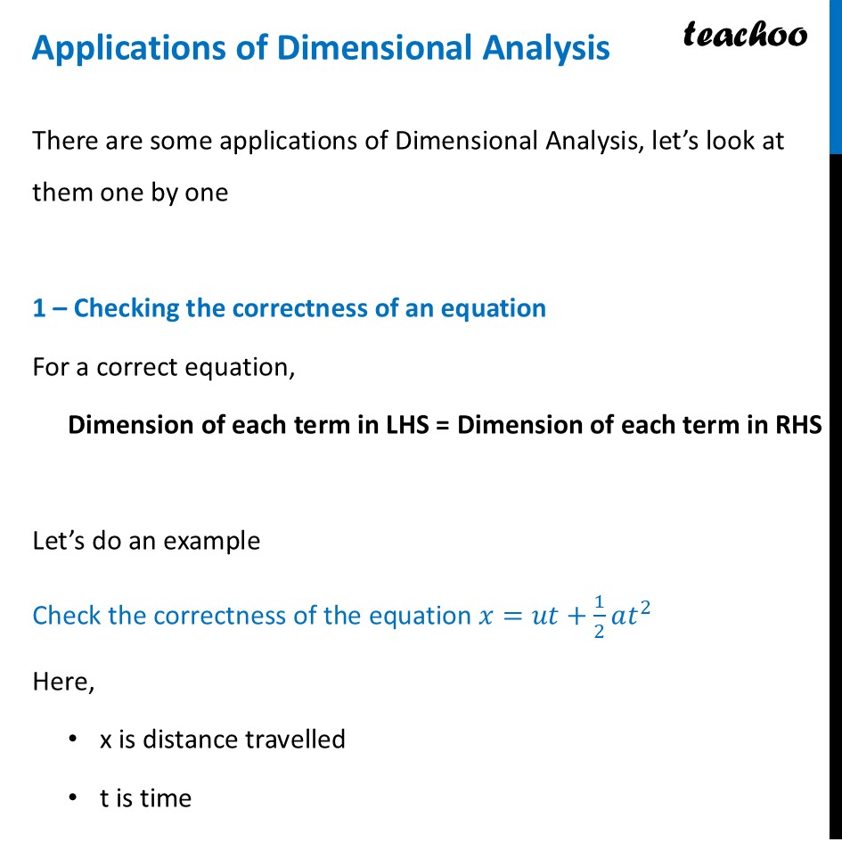Applications of Dimensional Analysis Class 11 - Detailed explanation - Concepts