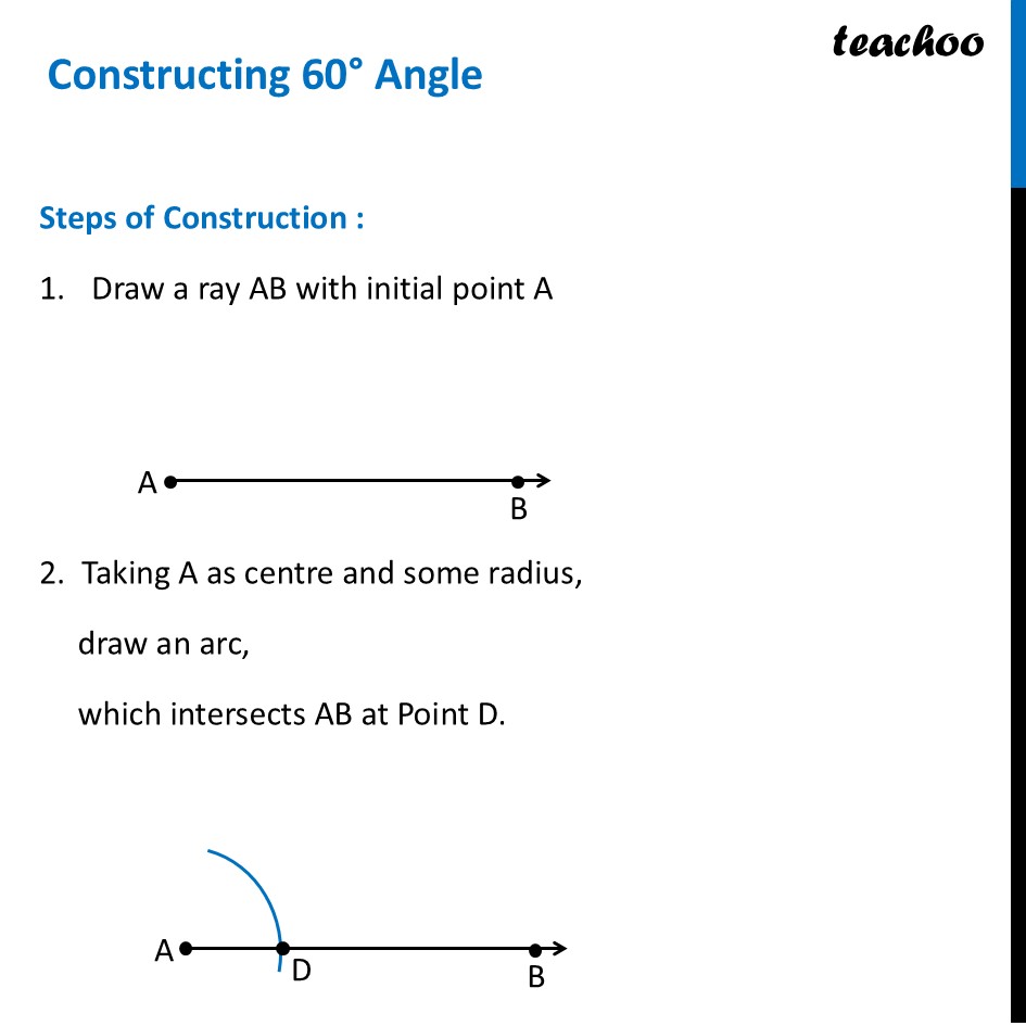 How to Construct a 60 Degree Angle Using Compass and Ruler - Teachoo - Constructing Regular Hexagon, Angle 60° and 6-pointed Star