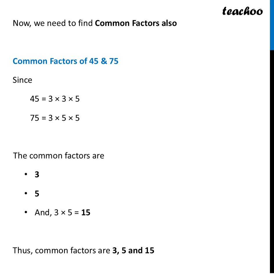 part 2 - Example 1 - Finding HCF using Prime Factorisation - Chapter 3 Class 7 - Finding Common Ground (Ganita Prakash II) - Class 7 (Ganita Prakash 1, 2 & old NCERT)