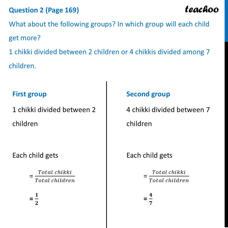 What about the following groups? In which group will each child get - Questions - Page 168 to 172