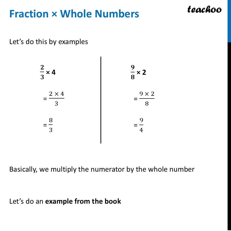 [Class 7 Ganita Prakash] Fraction × Whole Numbers - with Examples - Multiplication of Fractions