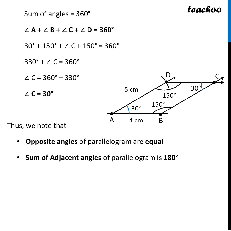 part 3 - Deduction 6 - What can we say about the angles of a parallelogram? - Parallelogram - Chapter 4 Class 8 - Quadrilaterals (Ganita Prakash) - Class 8 (Ganita Prakash & Old NCERT)